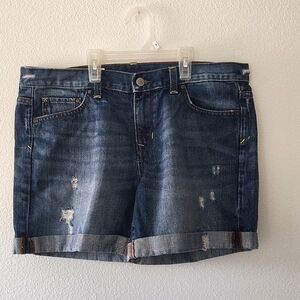 GAP Women's Distressed Sexy Boyfriend Denim Cuffed  Blue Women's Shorts Size 29r